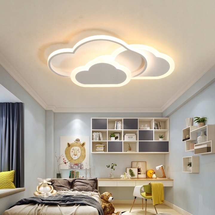 Detská LED stropná lampa Oblak 42 W Syntron – stmievateľná, meniaca farbu svetla, diaľkové ovládanie