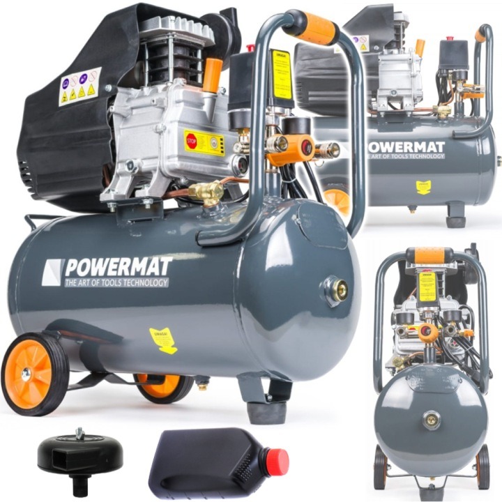 Olejový kompresor POWERMAT PM-KO-24T 24 l, 1,85 kW, 206 l/min, 8 bar, 230 V