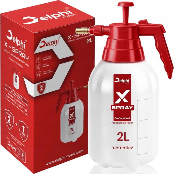 Delphi Tools X-Spray tlakový ručný postrekovač 2 l – mini záhradný postrekovač s nastaviteľnou tryskou