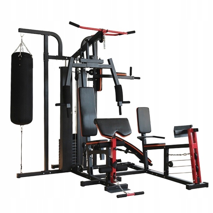 5-stanicový posilňovací atlas Atlas Sport AS49, záťaž 80 kg, leg press, lavica a boxovacie vrece