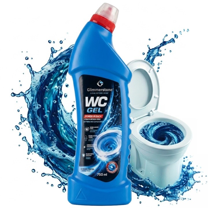 Glimmerstone Hypochlornan čistič toaliet 750 ml – chlórový gél na čistenie a dezinfekciu WC