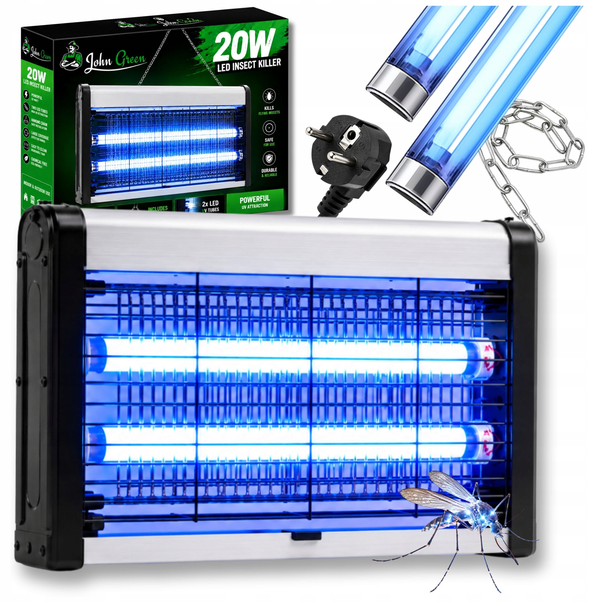 UV lampa na hmyz 20 W – elektrický lapač múch, komárov a ôs do 100 m²