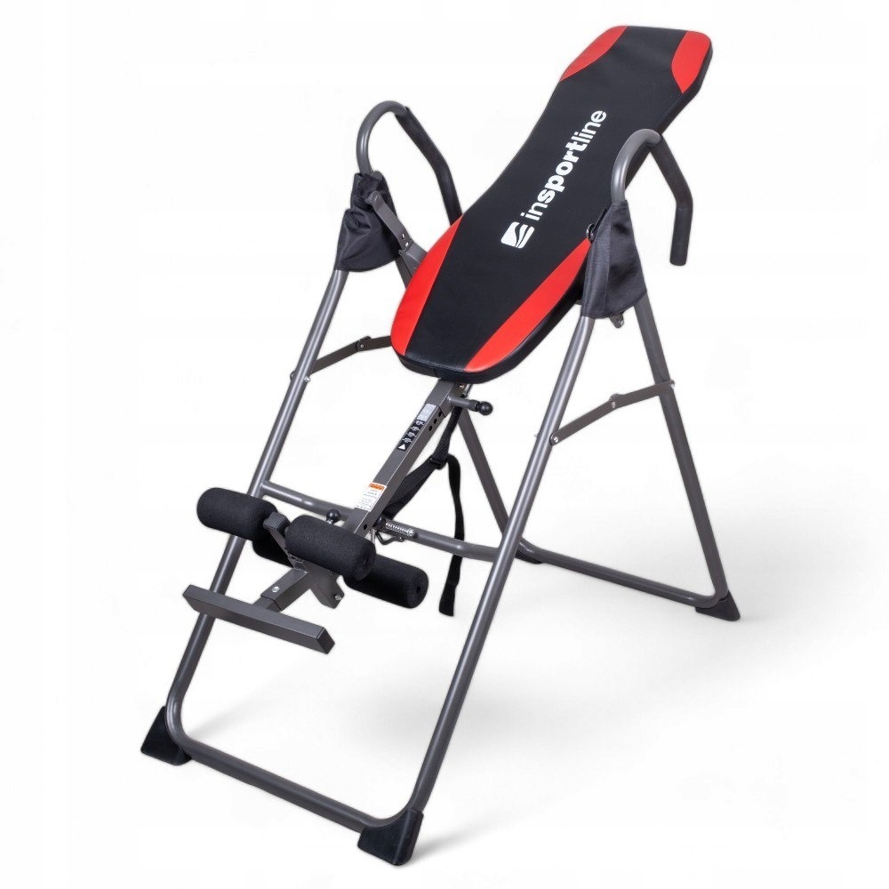 Inverzný stôl inSPORTline Verge Gravity čierno-červený, nosnosť 120 kg, inverzia do 90°