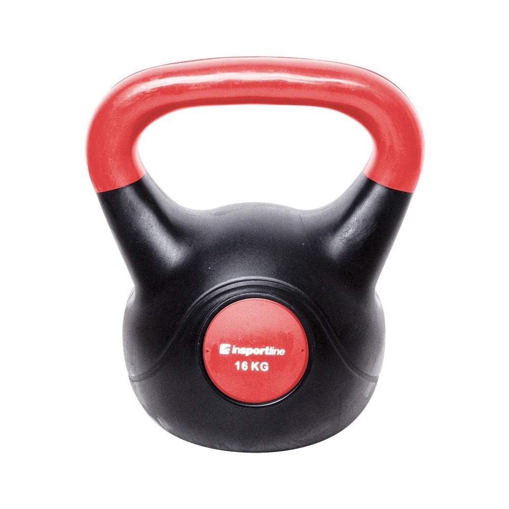 inSPORTline Vin-Bell Dark 16 kg cementový kettlebell s vinylovou rukoväťou