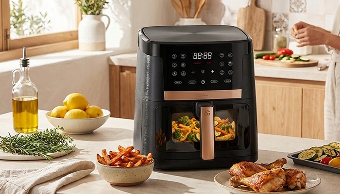 Teplovzdušná fritéza ARSA GO Claro Uno 2000 W 8 l – bezolejová fritéza s 14 programami, LCD displejom a silikónovou vložkou