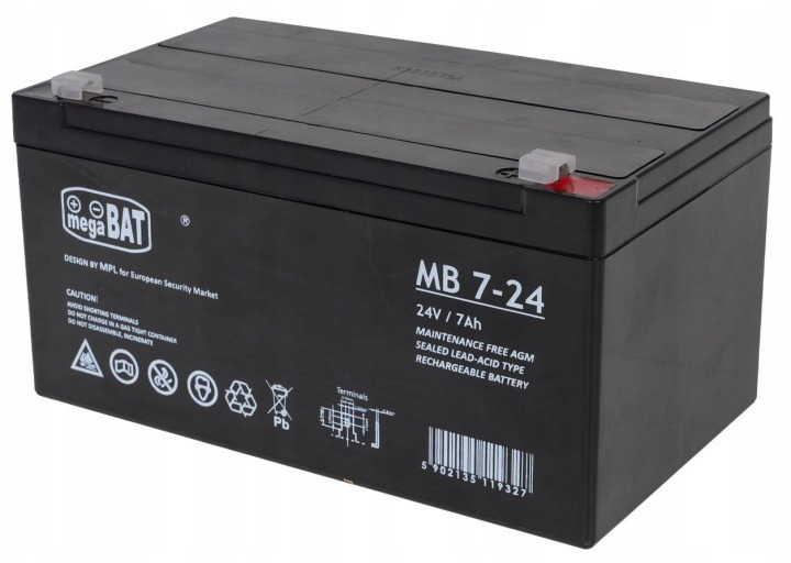 AGM batéria megaBAT VRLA MB 7-24 24V 7Ah – bezúdržbový akumulátor pre UPS a záložné napájanie