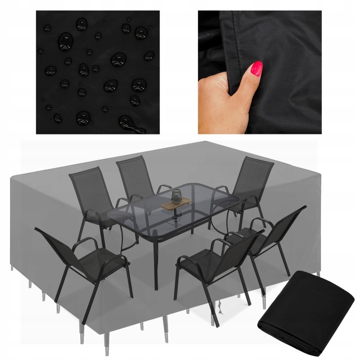 Vodotesný ochranný kryt na záhradný nábytok DANTE XXL 200×160×90 cm – pevná plachta s ochranou proti dažďu