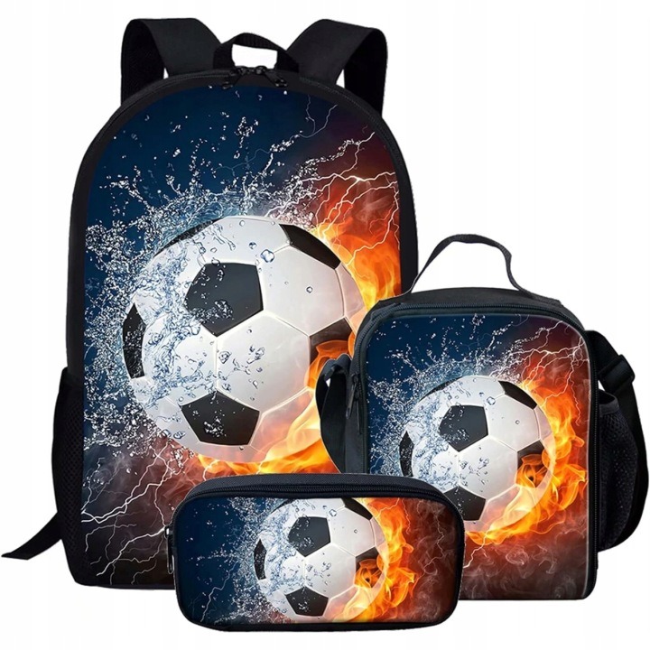 Školský batoh 3 v 1 Futbal – batoh s peračníkom a termotaškou na obed pre deti