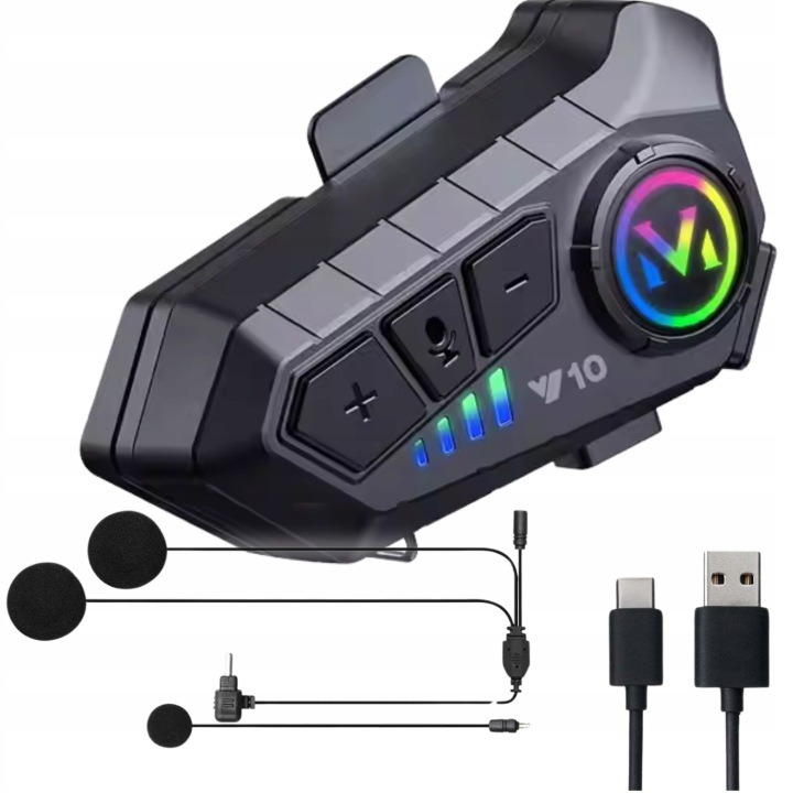 Motocyklové slúchadlá 5.3 Bluetooth 1000mAh, RGB, Quick Connect, ANC