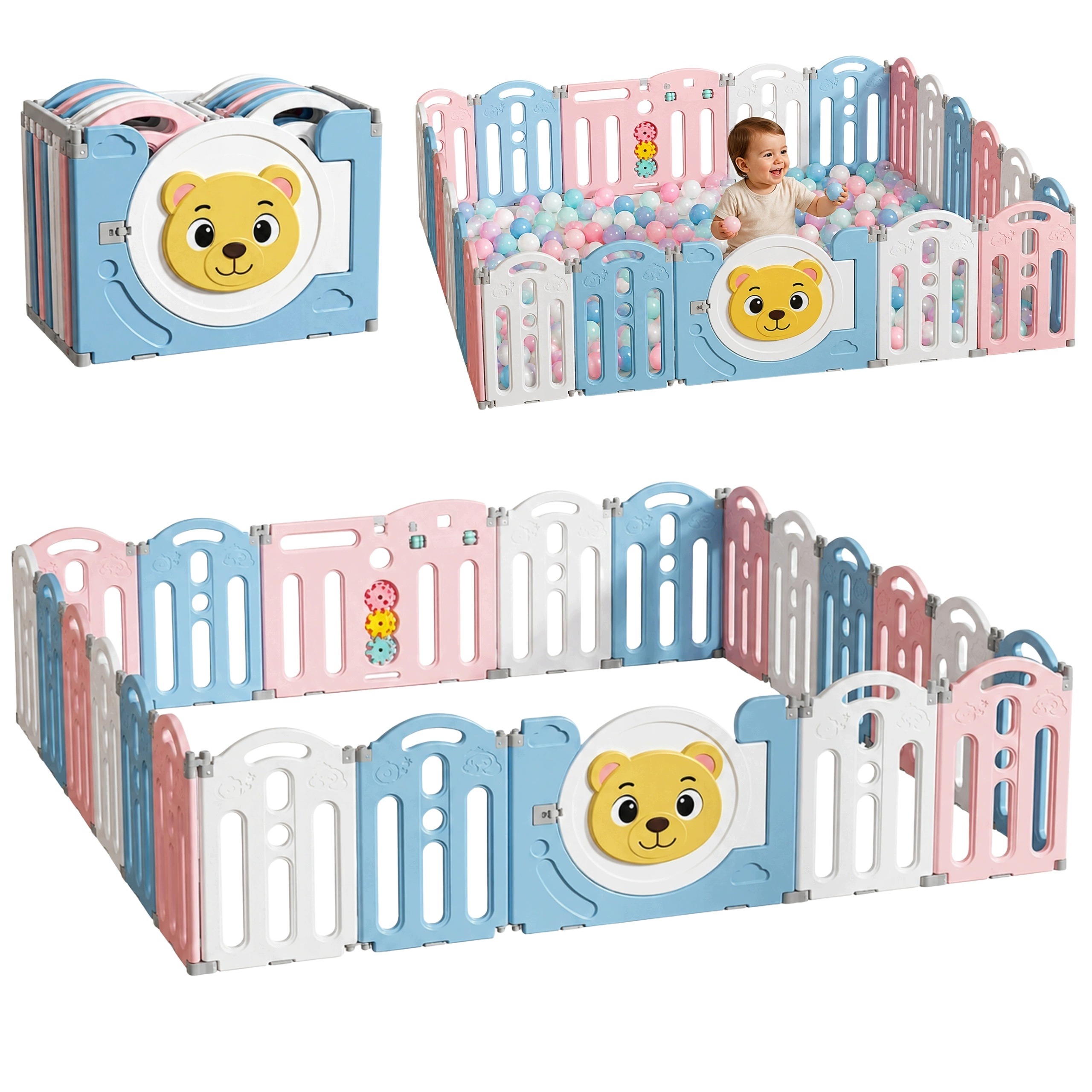 Modulárna detská ohrádka PlayJoy 148 × 153 cm – domáce ihrisko so suchým bazénom pre deti
