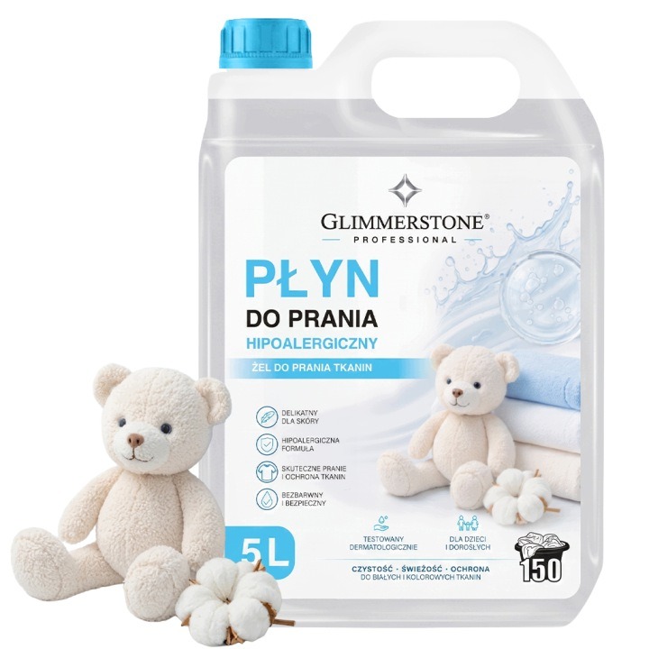 Glimmerstone hypoalergénny prací gél 5 l – 150 praní, šetrný k pokožke a účinný pri praní