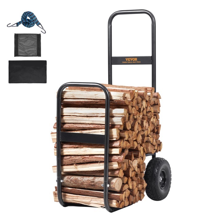 VEVOR FC1359 vozík na palivové drevo 113,4 kg, 67 × 52 × 110 cm, kolesá 266,7 mm s poťahom