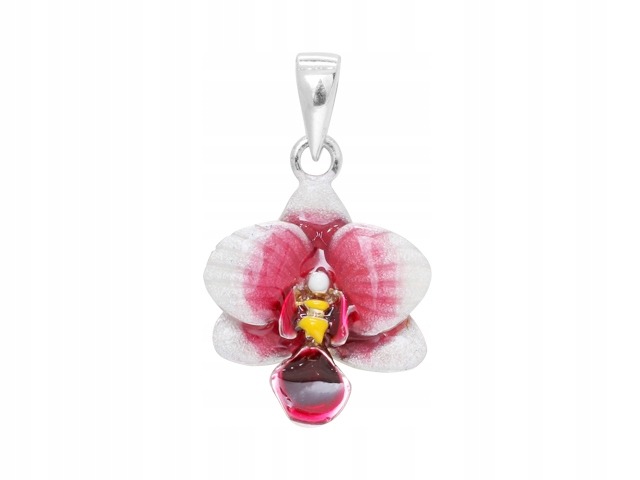Dámsky strieborný prívesok, rhodiovaná kvetinová orchidea, striebro 925