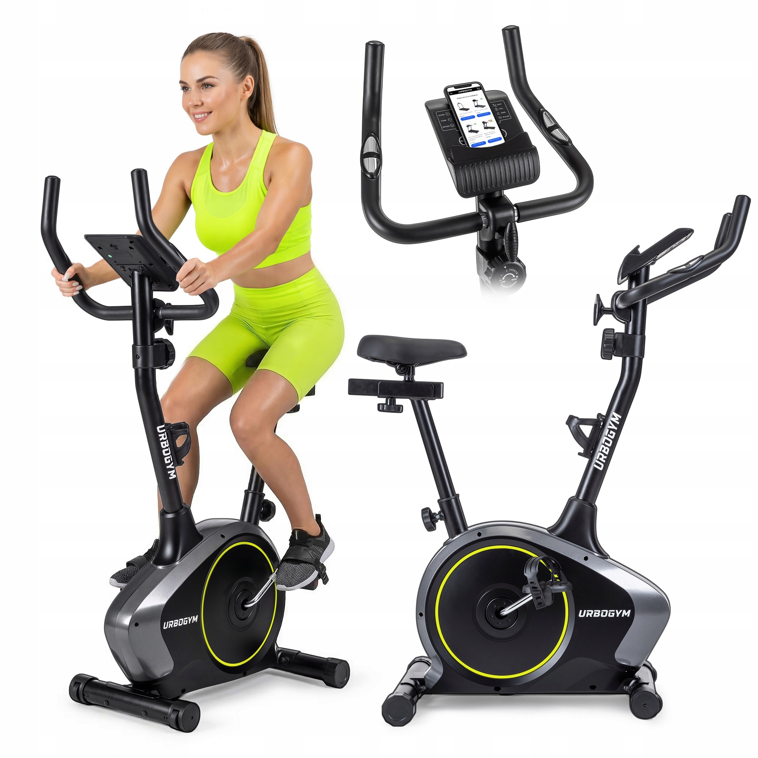 Magnetický rotoped URBOGYM ARGO Yellow, 8 stupňov odporu, 6 kg zotrvačník, nosnosť 130 kg