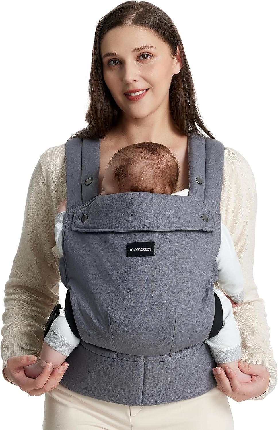 Ergonomický detský nosič Momcozy BC001 – nosič bábätka 3 až 20 kg s EVA oporou pásu a 3 polohami nosenia