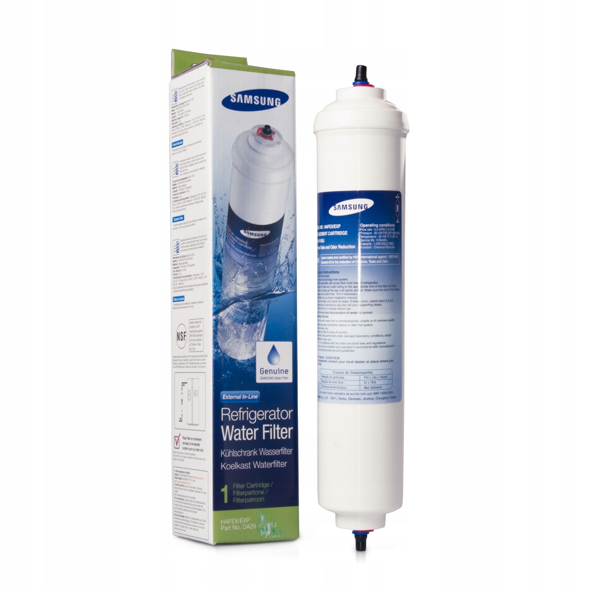 Originálny vodný filter Samsung DA29-10105J HAFEX/EXP AquaPure – externý filter na hadicu chladničky