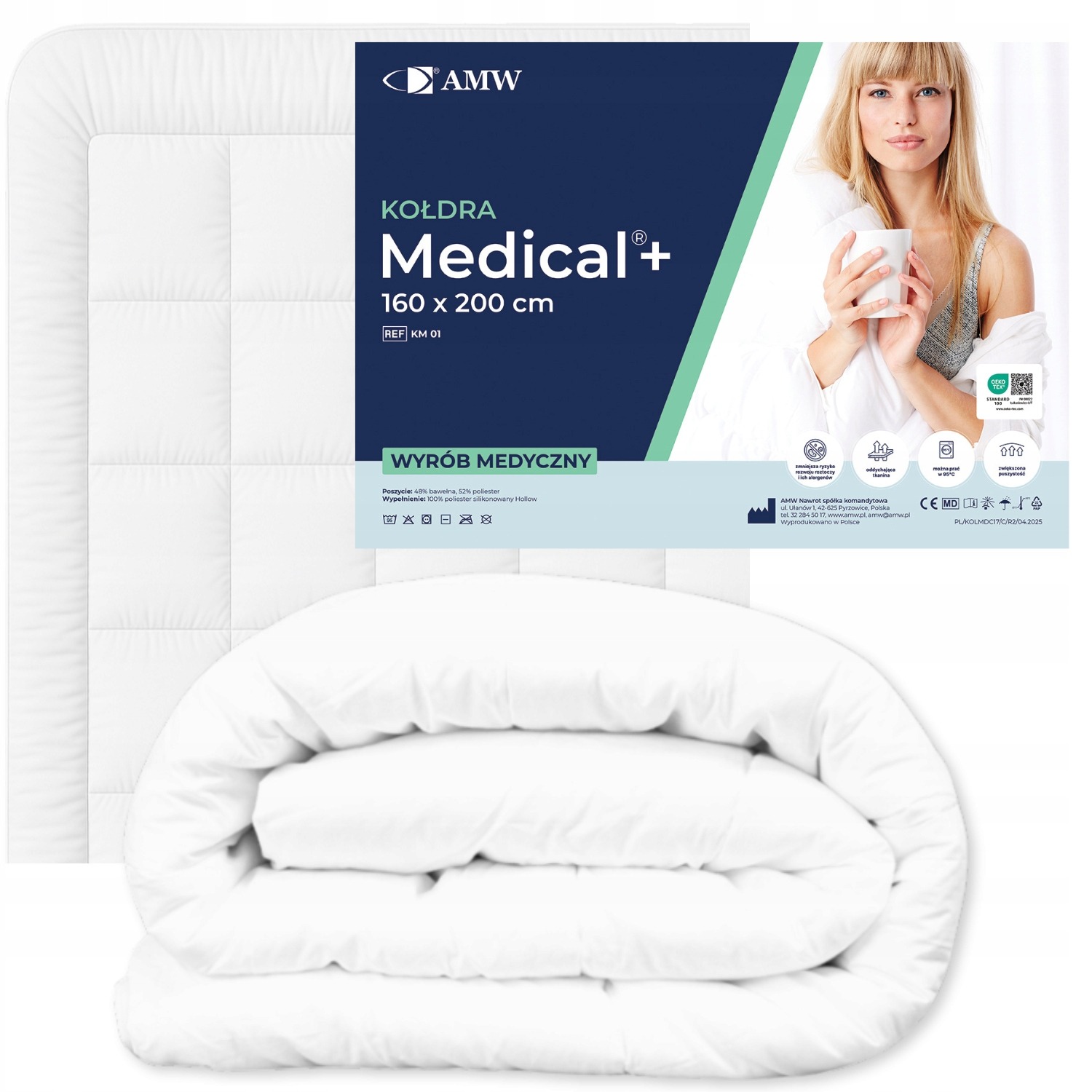 Antialergická perina Medical+ AMW 160x200 cm – celoročný zdravotnícky paplón pre alergikov, pranie 95 °C