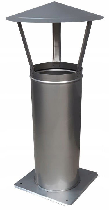 Wentylacja WWA kyselinovzdorné predĺženie komína Ø 160 mm 500 mm so strieškou, základňa 250 × 250 mm