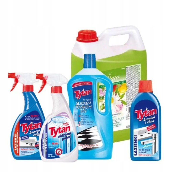 Tytan mega sada na čistenie kúpeľne 5 ks – vodný kameň, hrdza, sprchové kabíny a povrchy