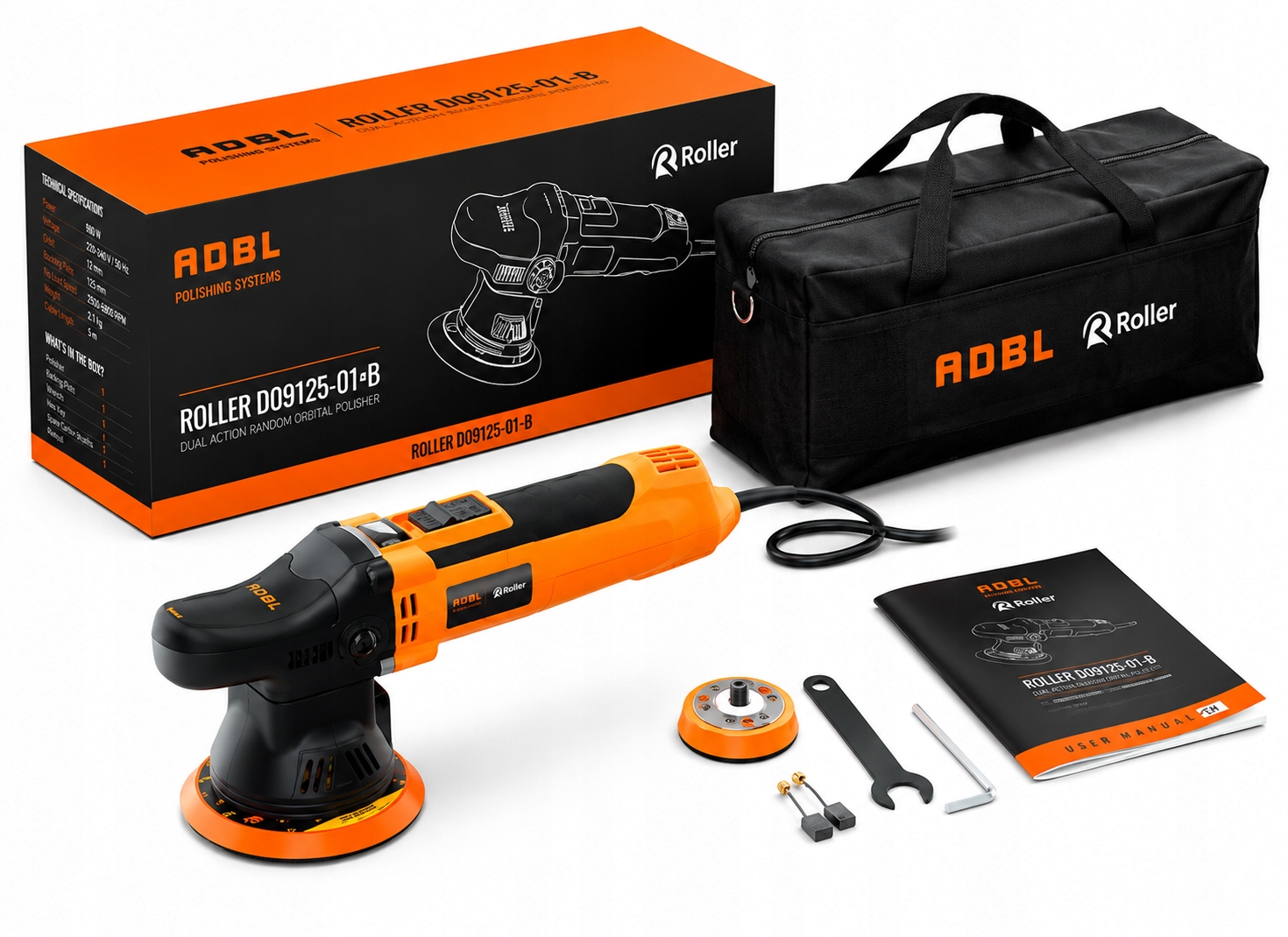 ADBL ROLLER D09125-01B 9 mm – kompaktná leštička DA 650 W s elektronickou reguláciou a taškou na prenášanie