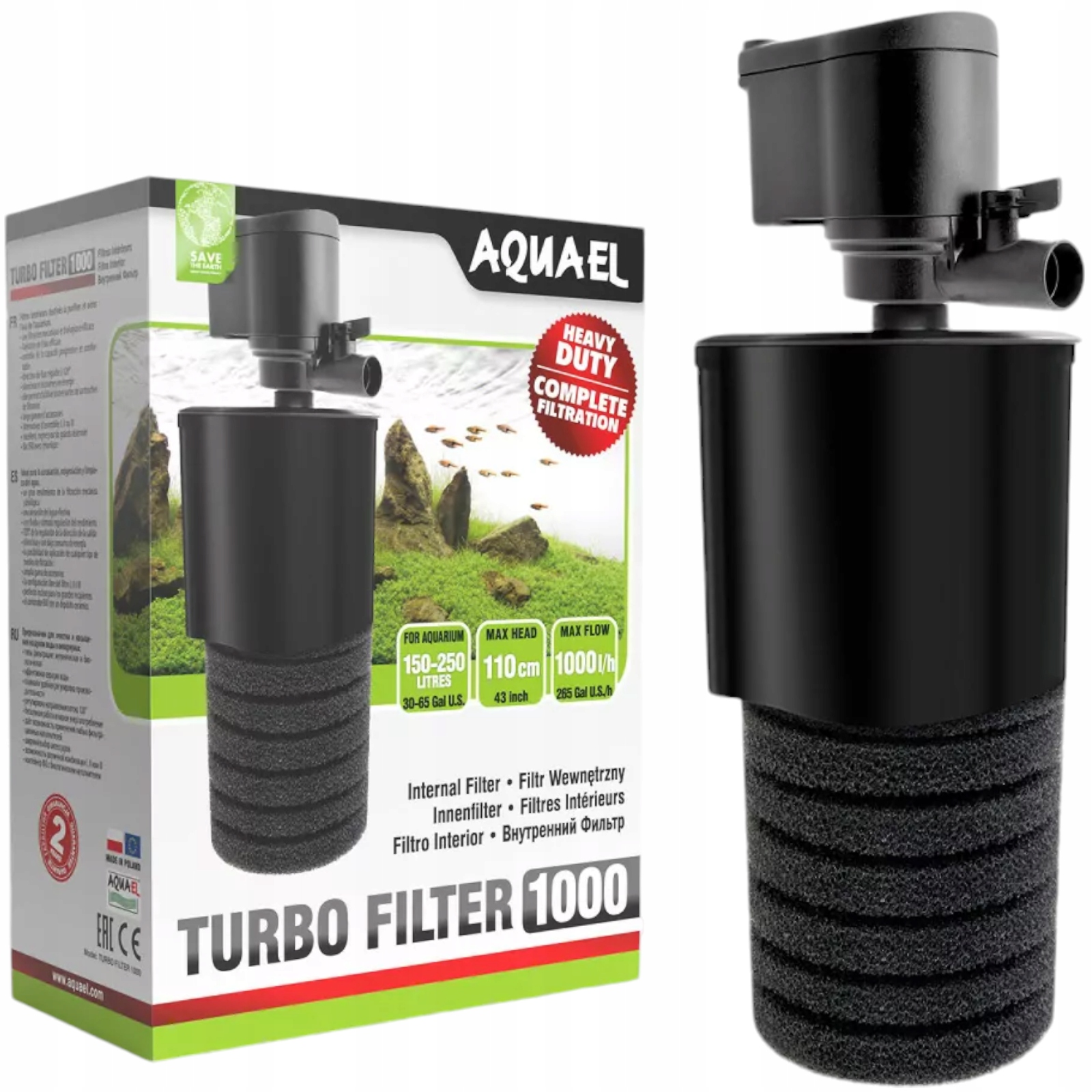 Aquael Turbo Filter 1000 11W | vnútorný filter 1000 l/h pre akvárium 250 l