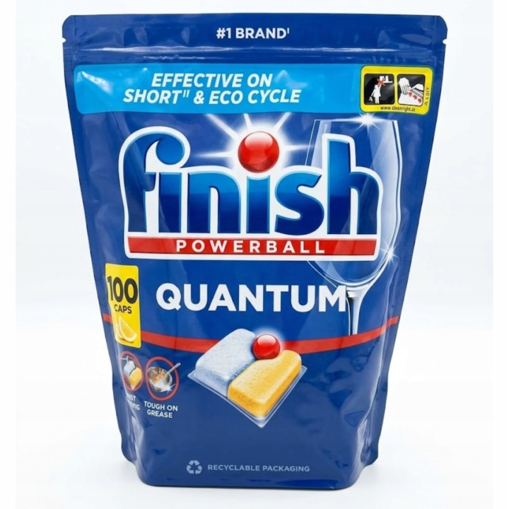 Finish Quantum Lemon kapsuly do umývačky 100 ks | Odstraňujú mastnotu a zaschnuté nečistoty