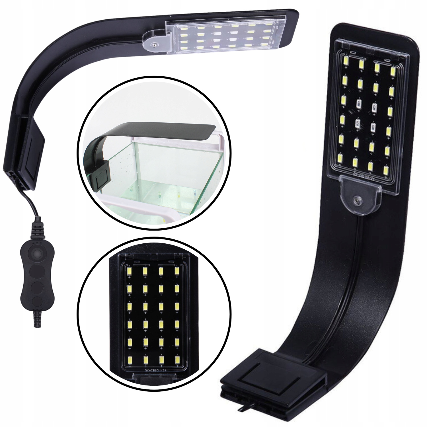 LED akváriová lampa 10W 24 LED | čierne osvetlenie 7000K pre rastliny a ryby