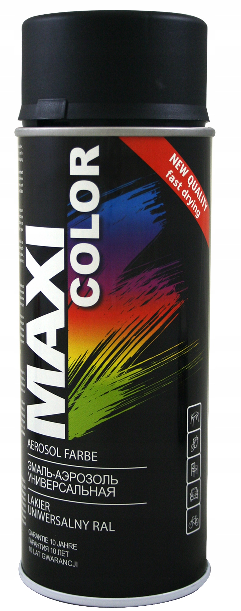 Motip Maxicolor lak ČIERNA MATNÁ RAL 9005 400 ml – rýchle schnutie, odolný proti poškriabaniu, univerzálne použitie
