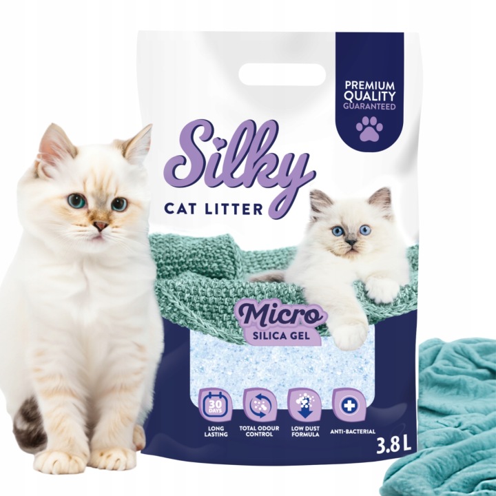 Silikónová mikro podstielka Silky 8×3,8 l, 30,4 l pre mačky