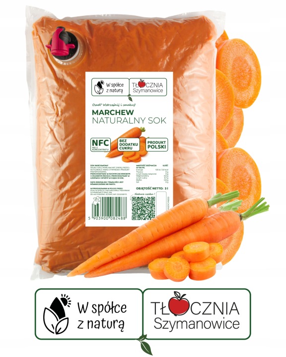 100 % Mrkvová šťava NFC 3 l | Lisovaná za studena | Tłocznia Szymanowice