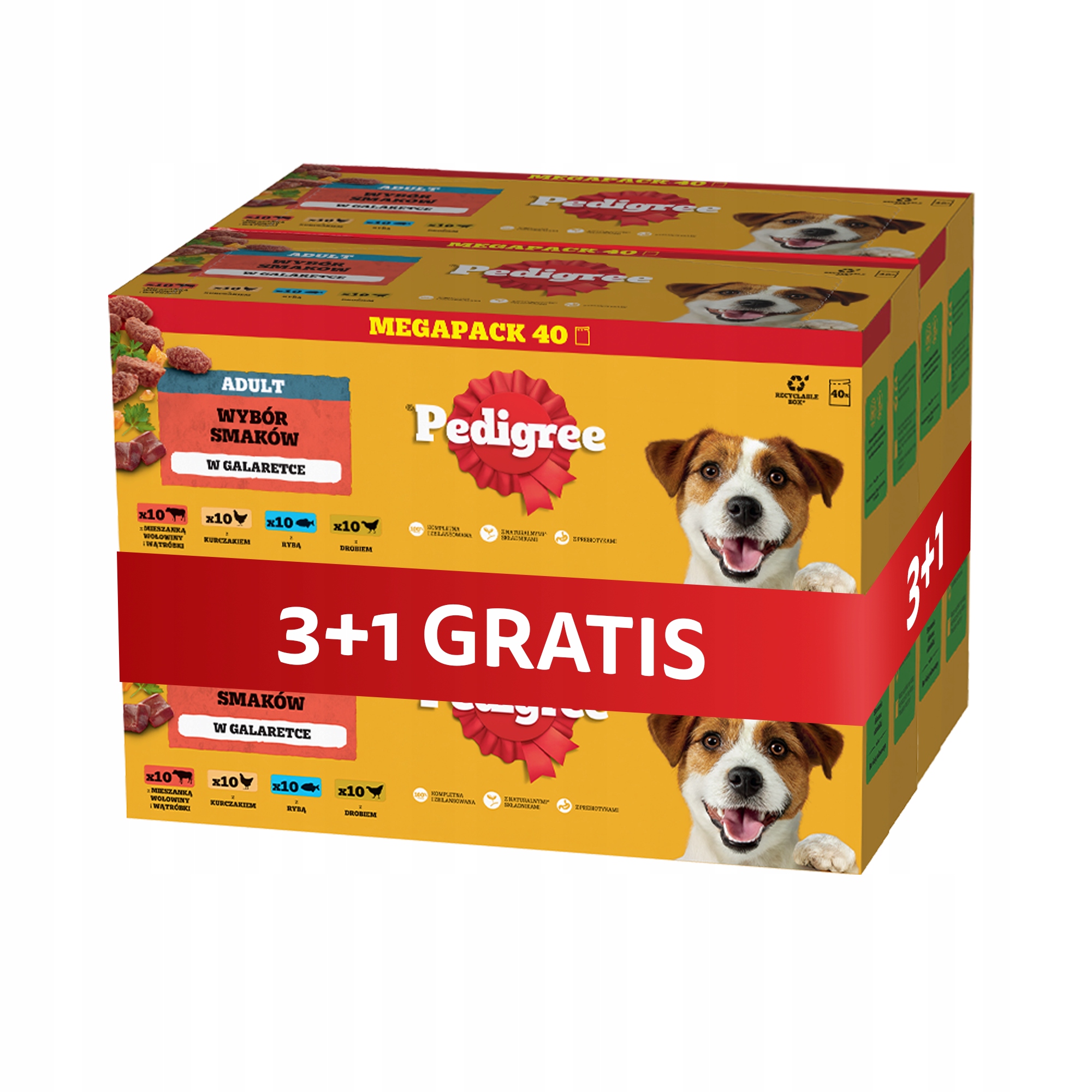 PEDIGREE mokré krmivo pre psov 40x100g, mix príchutí v želé