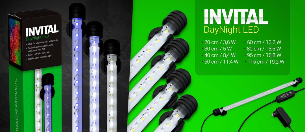 INVITAL DayNight LED trubica 48,5 cm | 11,4W akváriové osvetlenie deň/noc