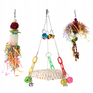 Hračky pre exotické vtáctvo - 3 kusy Bird Parrot Parrot Swing Hammock hračka