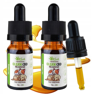 5% Kush CBD konopný olej pre psy a mačky, RAW celé spektrum 2x 10ml