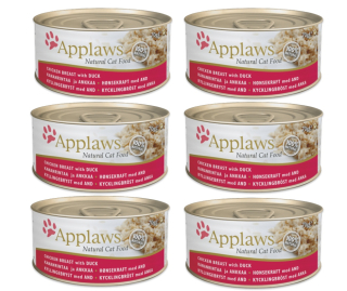 Konzerva pre mačky - Applaws Prírodné kuracie prsia s kačacou 6x70g