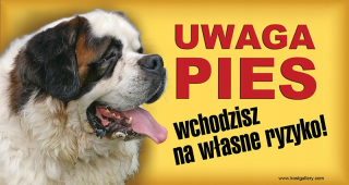 Bernardine pozornosť varovnú dosku psa