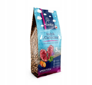 Boskie Smaki bez obilnín pre psov Morčacie teľacie 3kg