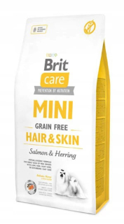Suché krmivo pre psy granule - Brit Care Mini Hair & Skin Salmon sleď 7 kg