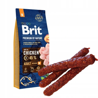 Suché krmivo pre psy granule - Brit prémiové dospelé médium M 15 kg + skvelé zadarmo