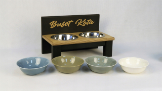 Miska pre psov - Black & Wood - Cat Buffet 2 misky CER 350 ml