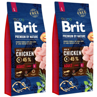 Suché krmivo pre psy granule - Brit od prírody dospelý veľký l 2x15 kg
