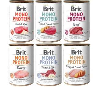BRIT MONO proteínový MIX príchutí 6x400 g pre PSOV
