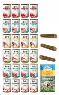 Konzervy mokré krmivo pre psa - Brit Pate Meat Mix Chuť 24x400g + zadarmo