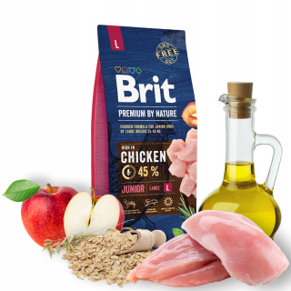 BRIT Premium By Nature Junior L veľké kurča 15 kg