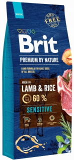BRIT BY NATURE PREMIUM suché krmivo pre psov Sensitive lamb 15kg