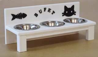 Miska pre mačky - CAT bufet s miskami 450 ml celej bielej + tému