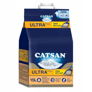 Podstielka pre mačku - CatSan Ultra Plus 15L Prírodný vrh pre mačku