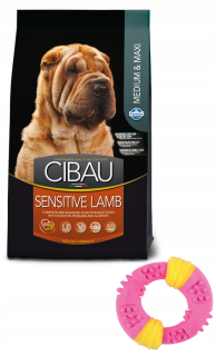 Suché krmivo pre psy granule - Cibau Citlivé jahňacie mäso 2,5 kg + hračkársky prsteň Zolux