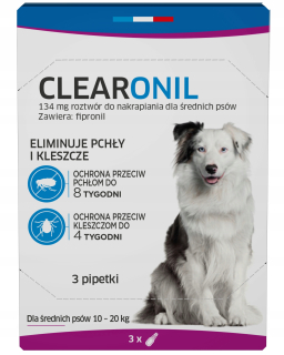 Prostriedok proti parazitom - Clearonil kvapky blchy pre psa 10-20 kg.