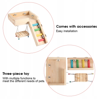 Hračka pre králika, morča - Parrot Toy Native Wood Swing Ladder 3 škrečok 3